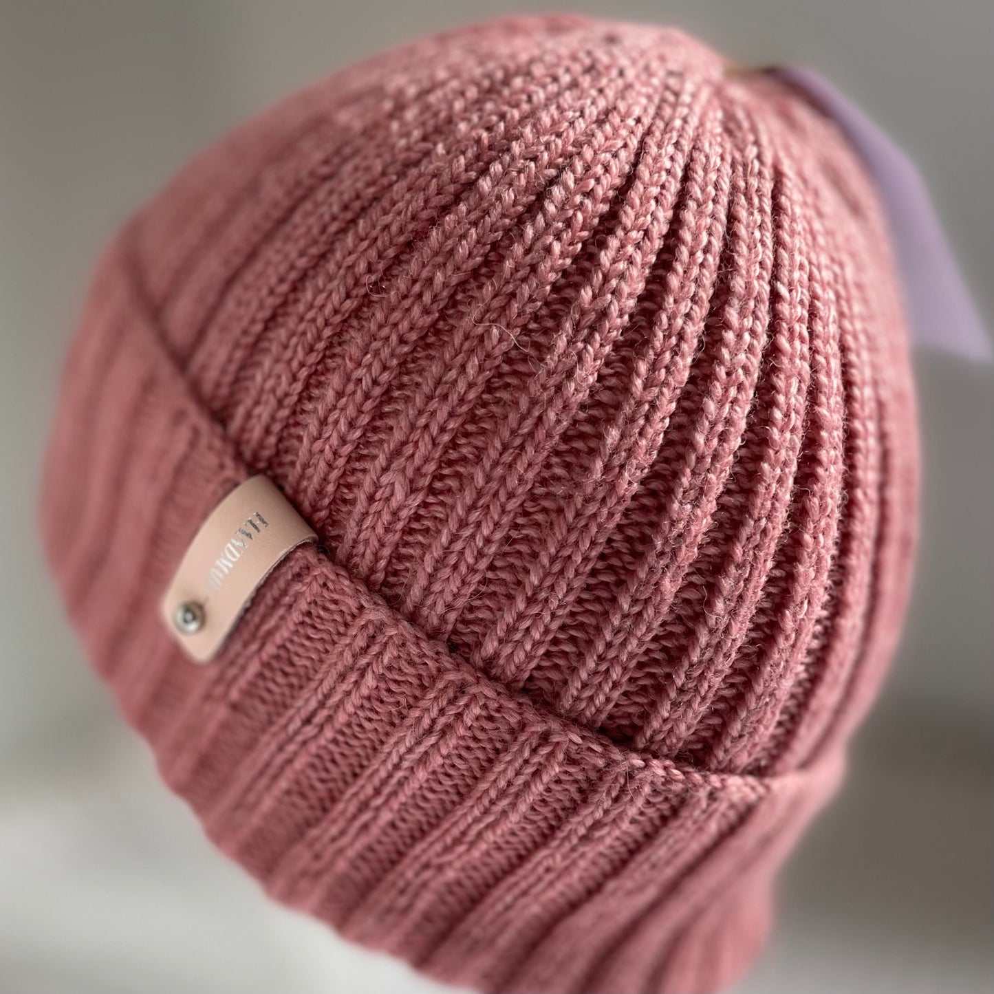 Arcadia Classic Rib Hand Knitted Beanie - Salmon