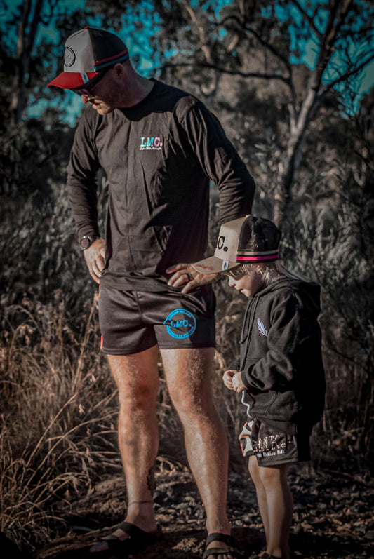 Footy Shorts - Crimson Blue Mallee