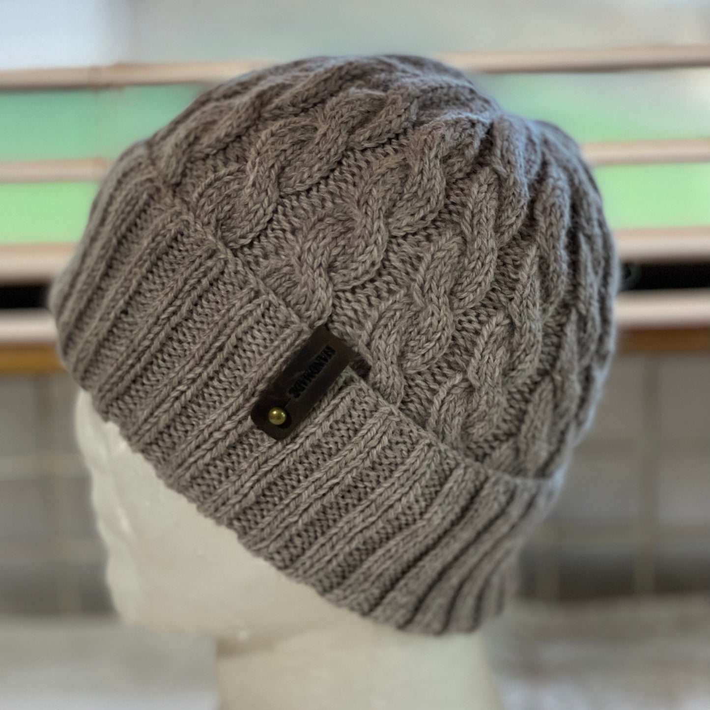 KeepSake Classic Cable Hand Knitted Beanie - Swiss Brown