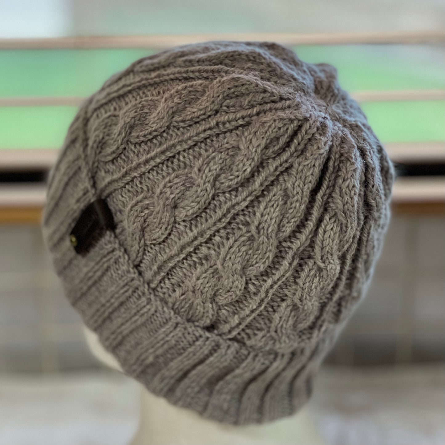 KeepSake Cable Pattern Hand Knitted Beanie - Swiss Brown