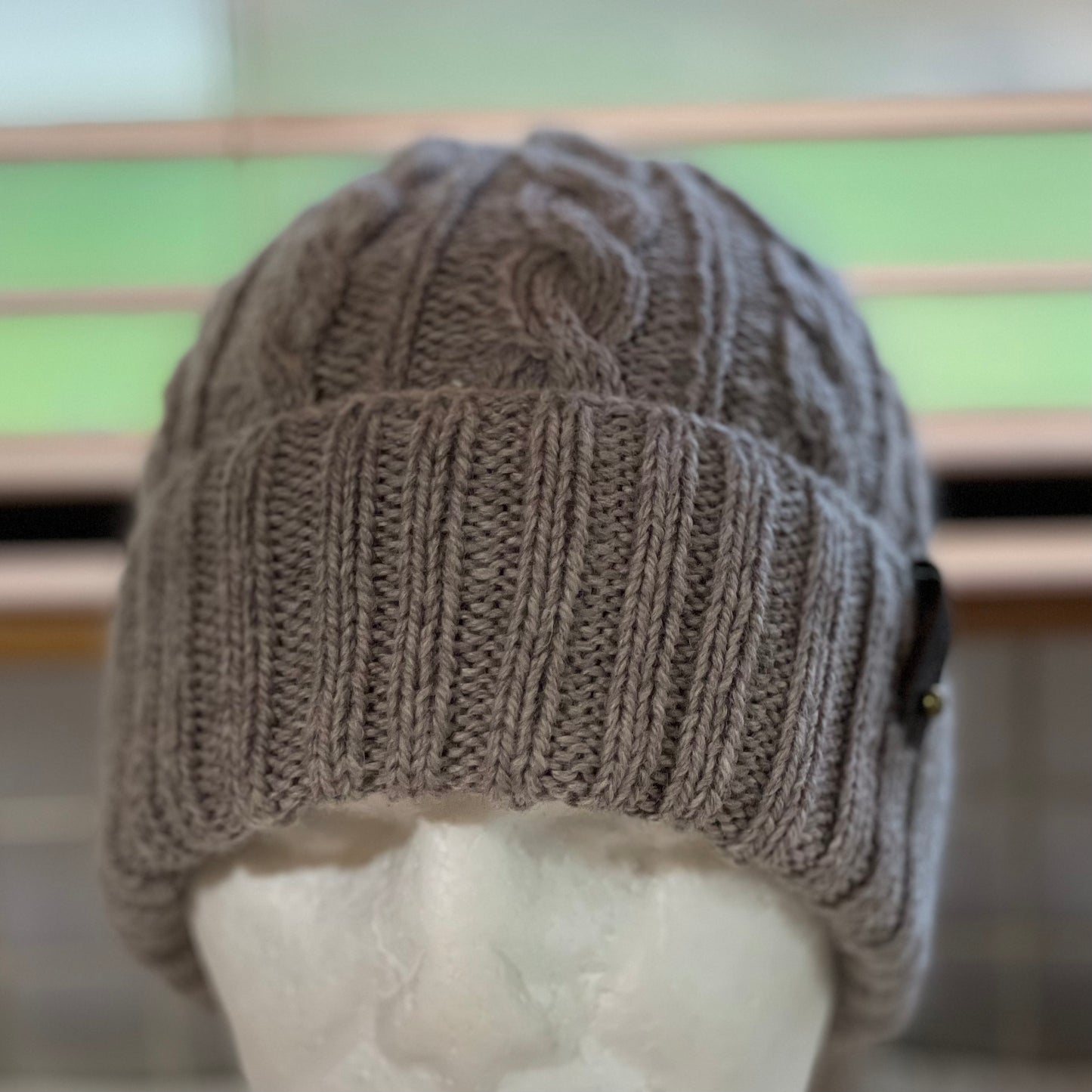 KeepSake Cable Pattern Hand Knitted Beanie - Swiss Brown