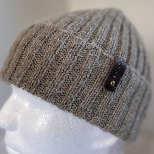 Heirloom Classic Rib Australian Alpaca Hand Knitted Beanie - Havannah