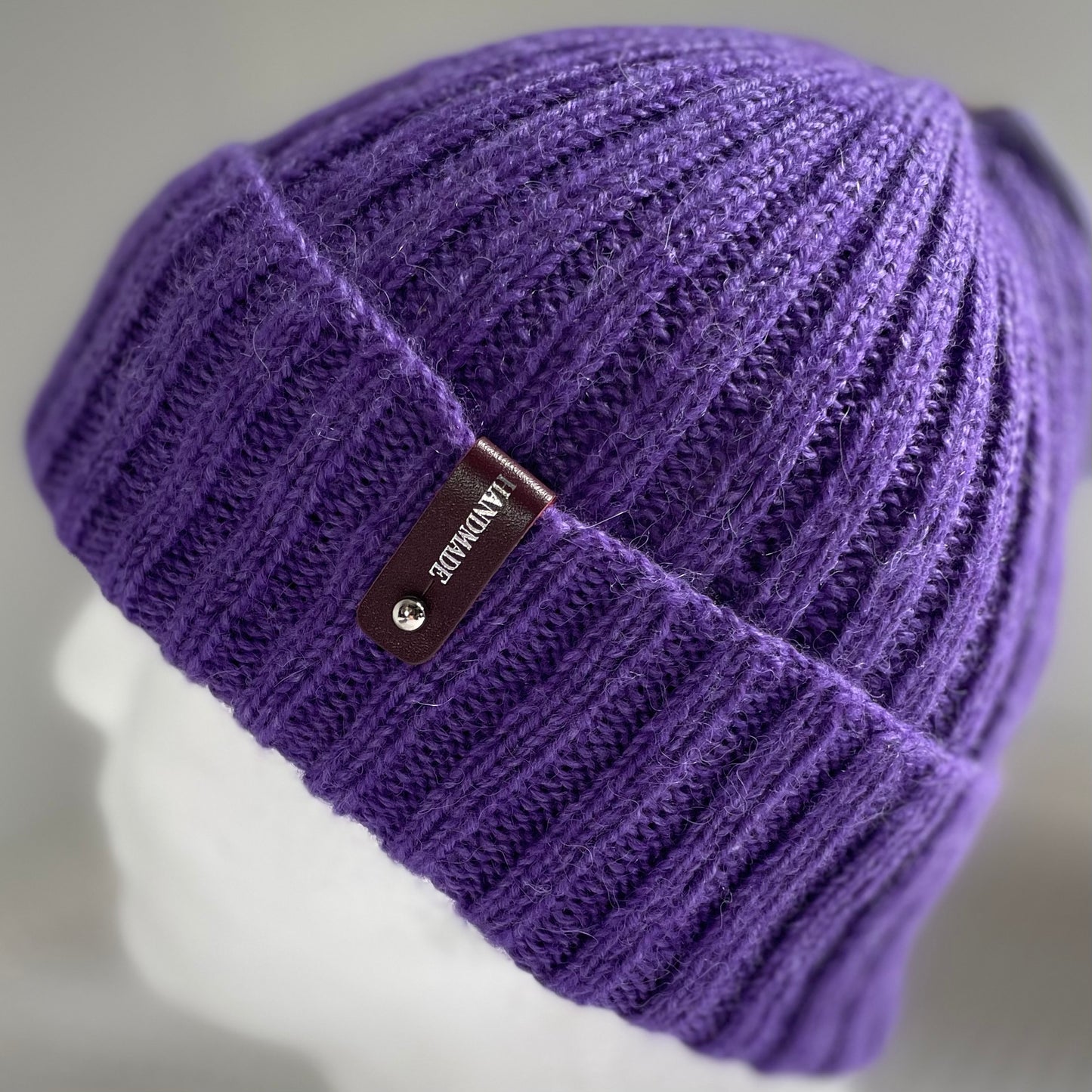 Cosy Comfort Classic Rib Hand Knitted Beanie - Iris