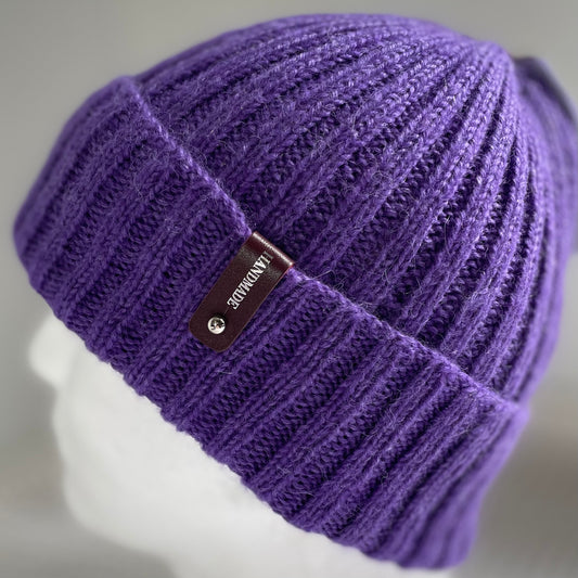 Cosy Comfort Classic Rib Hand Knitted Beanie - Iris