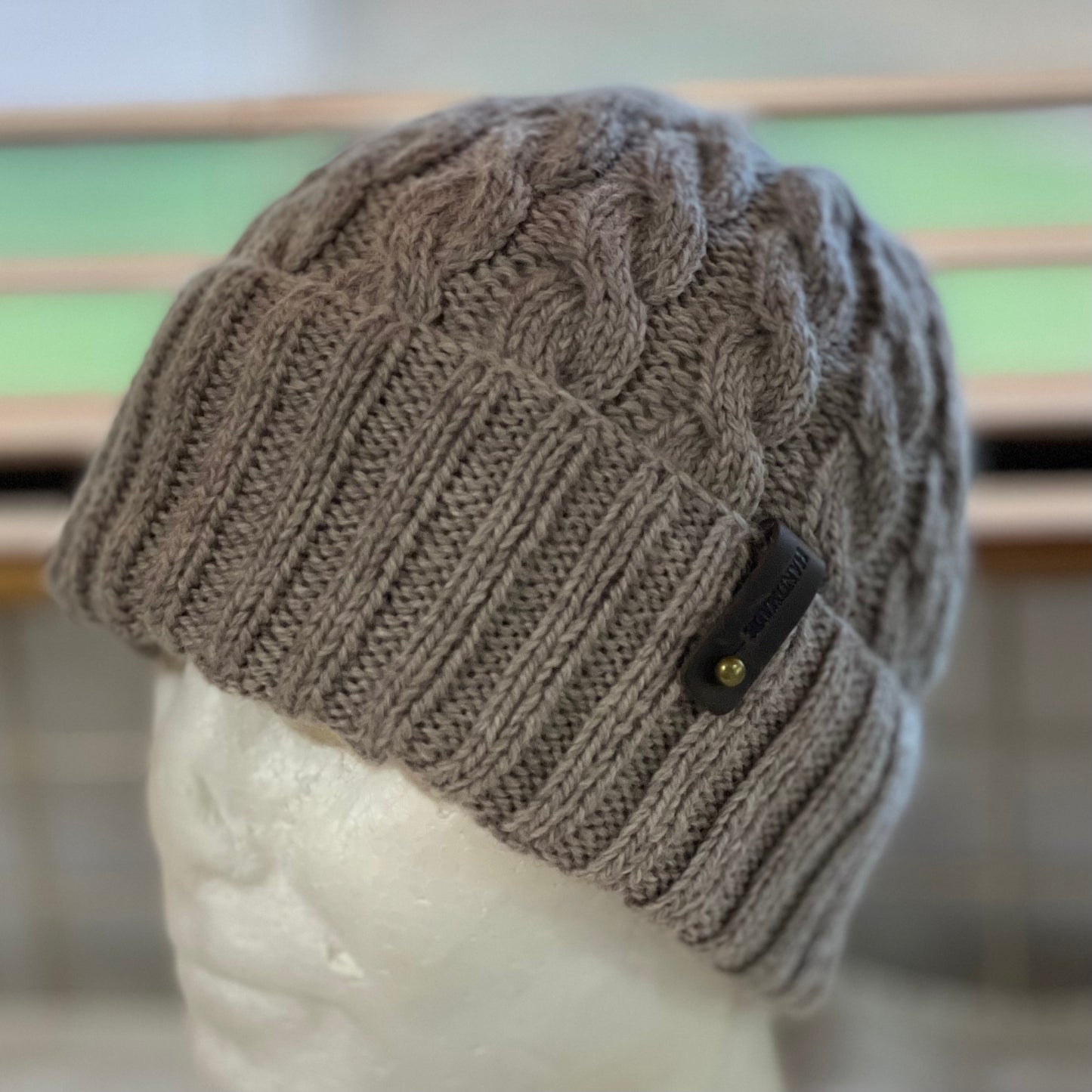 KeepSake Classic Cable Hand Knitted Beanie - Swiss Brown