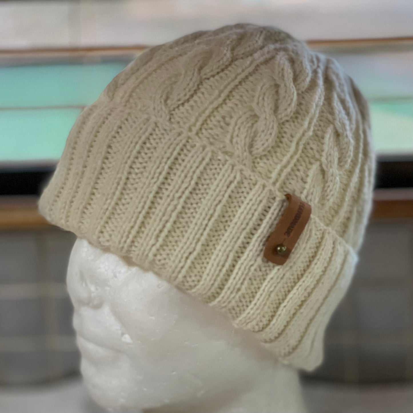 KeepSake Cable Pattern Hand Knitted Beanie - Cream