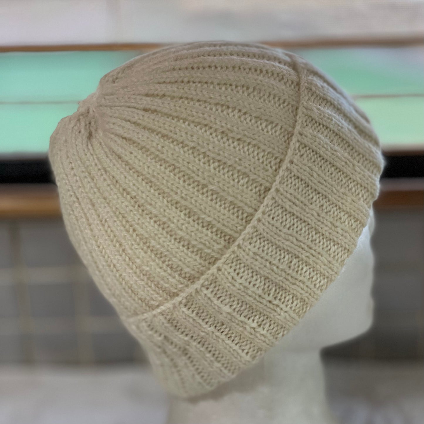 KeepSake Classic Rib Hand Knitted Beanie - Cream