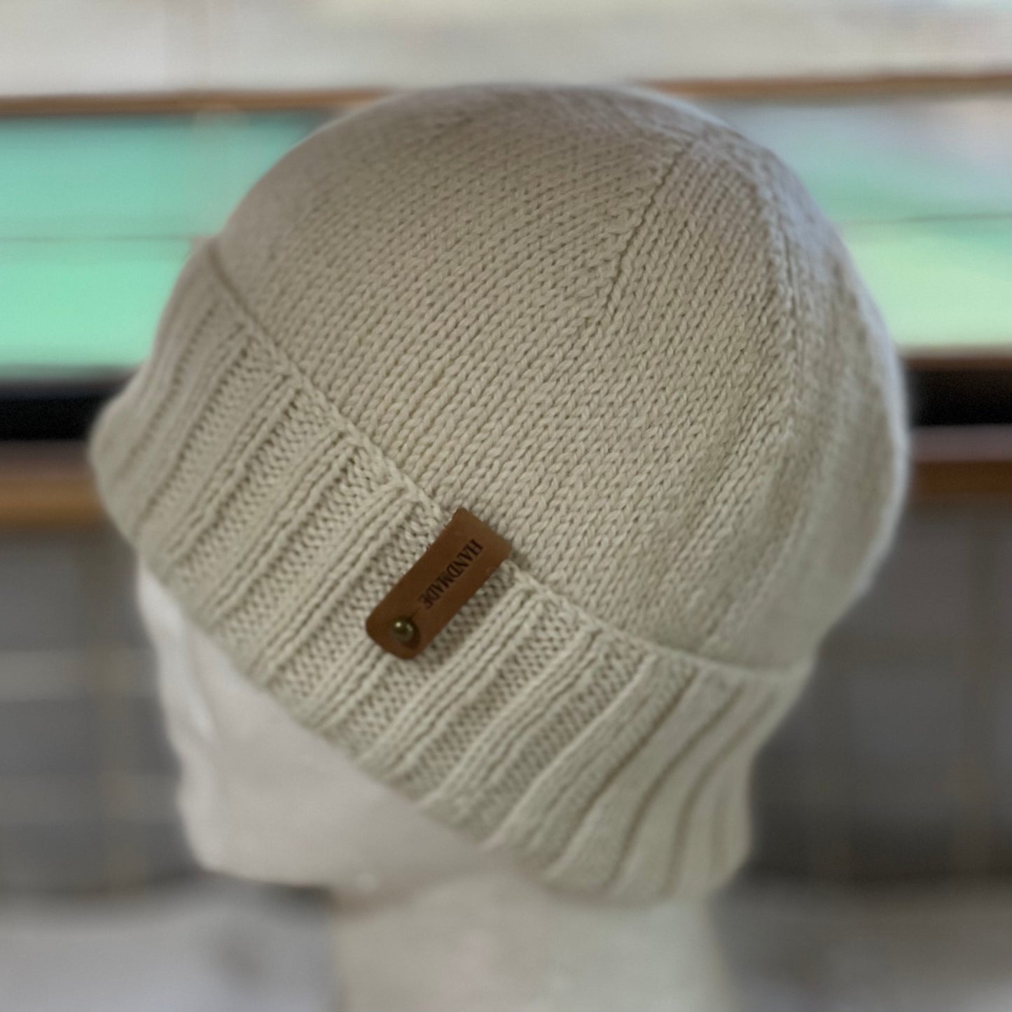 KeepSake Classic Knit Handmade Beanie - Cream