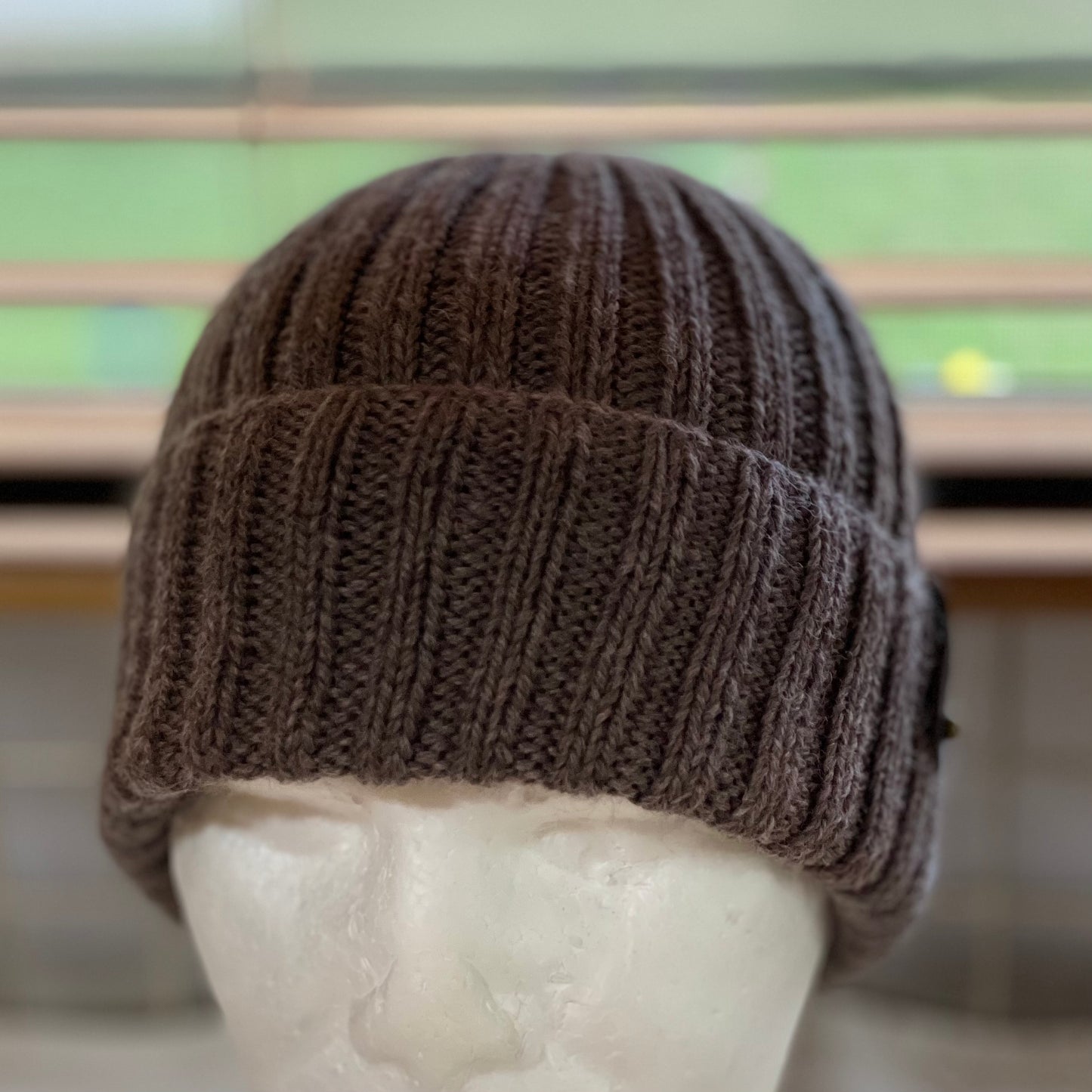 KeepSake Classic Rib Hand Knitted Beanie - Wood