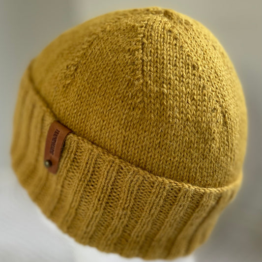 Heirloom Classic Knit Australian Alpaca Hand Knitted Beanie - Mustard