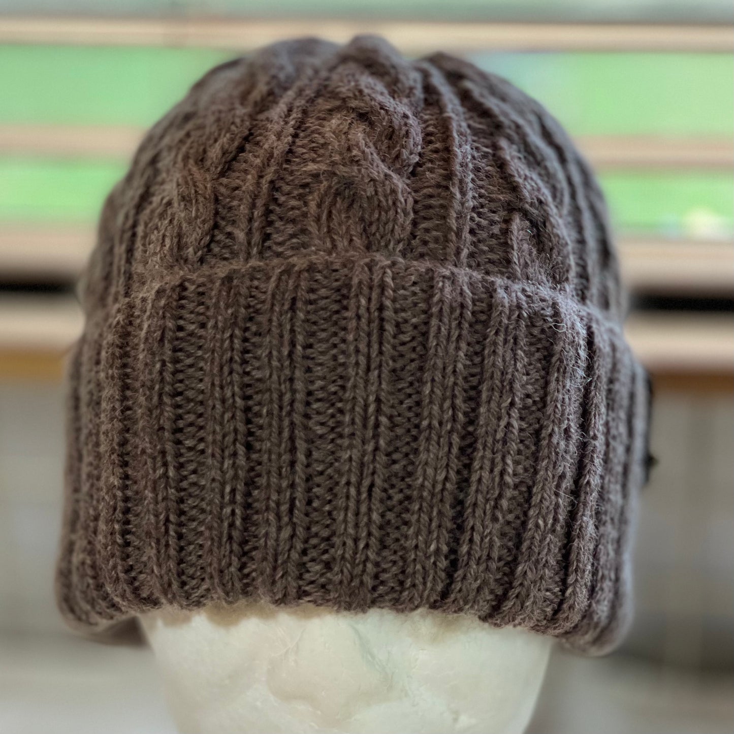 KeepSake Cable Pattern Hand Knitted Beanie - Wood
