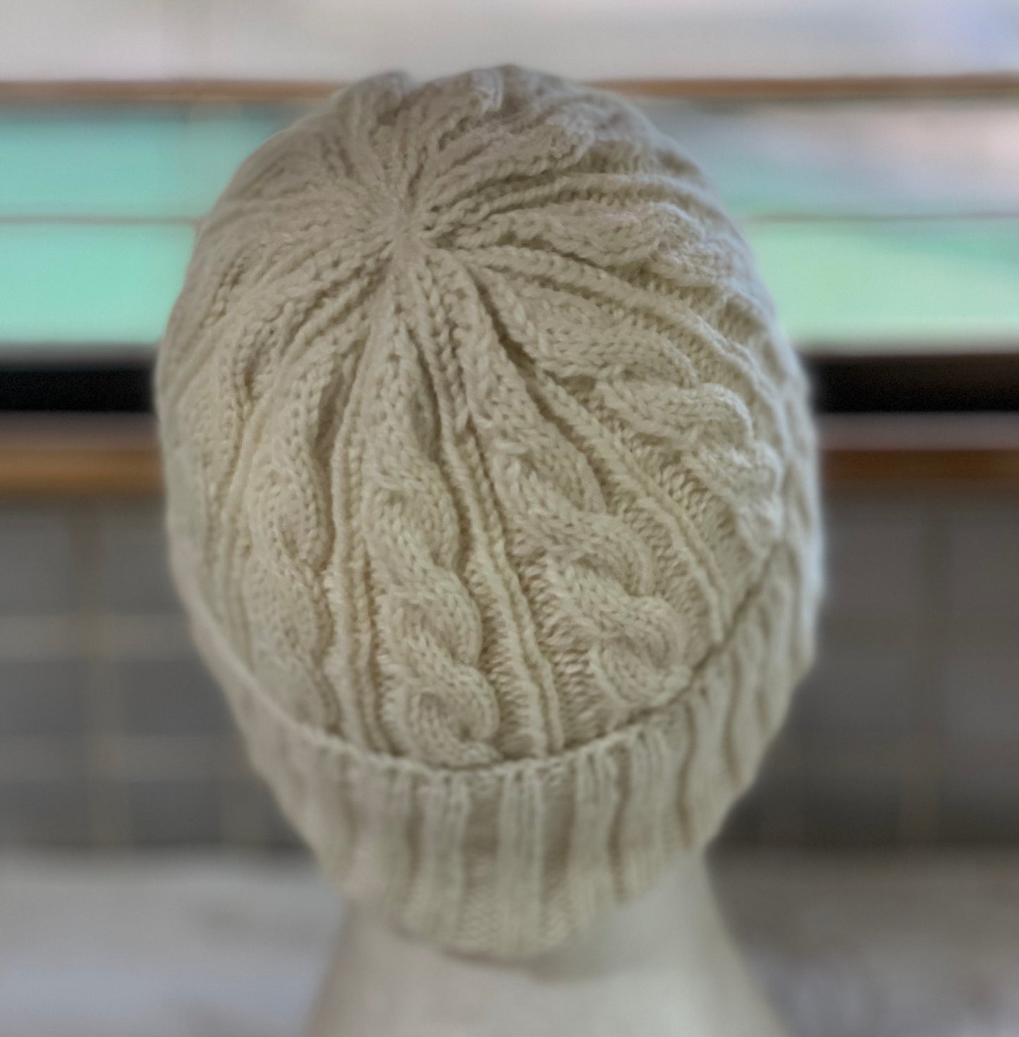 KeepSake Cable Pattern Hand Knitted Beanie - Cream