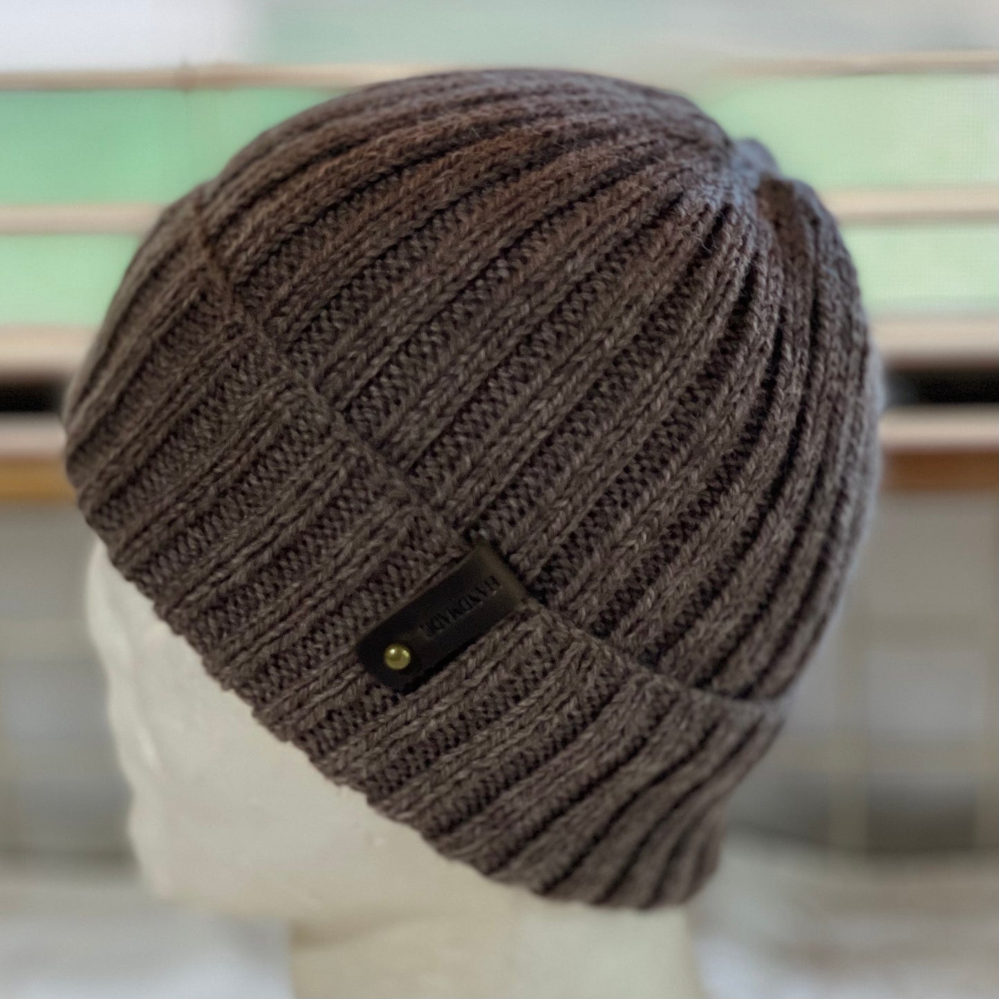 KeepSake Classic Rib Hand Knitted Beanie - Wood