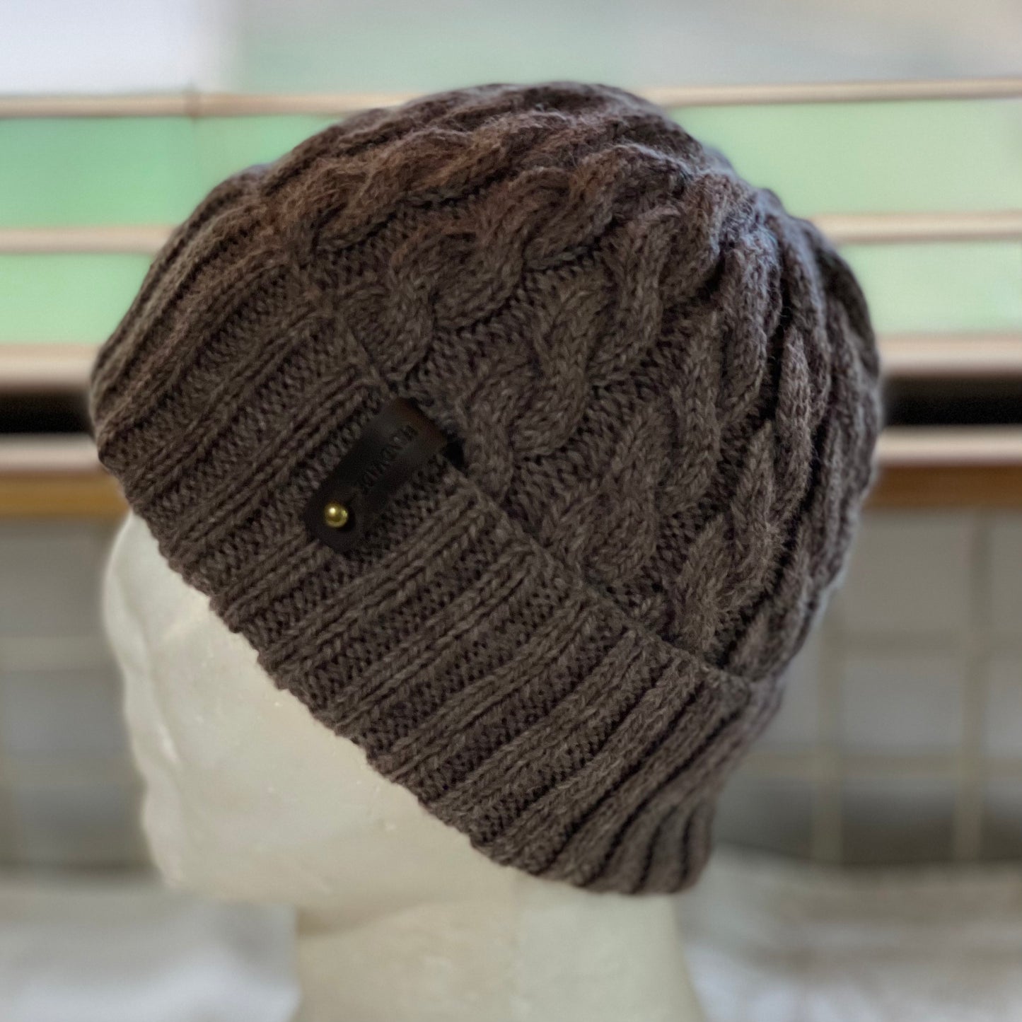 KeepSake Classic Cable Hand Knitted Beanie - Wood