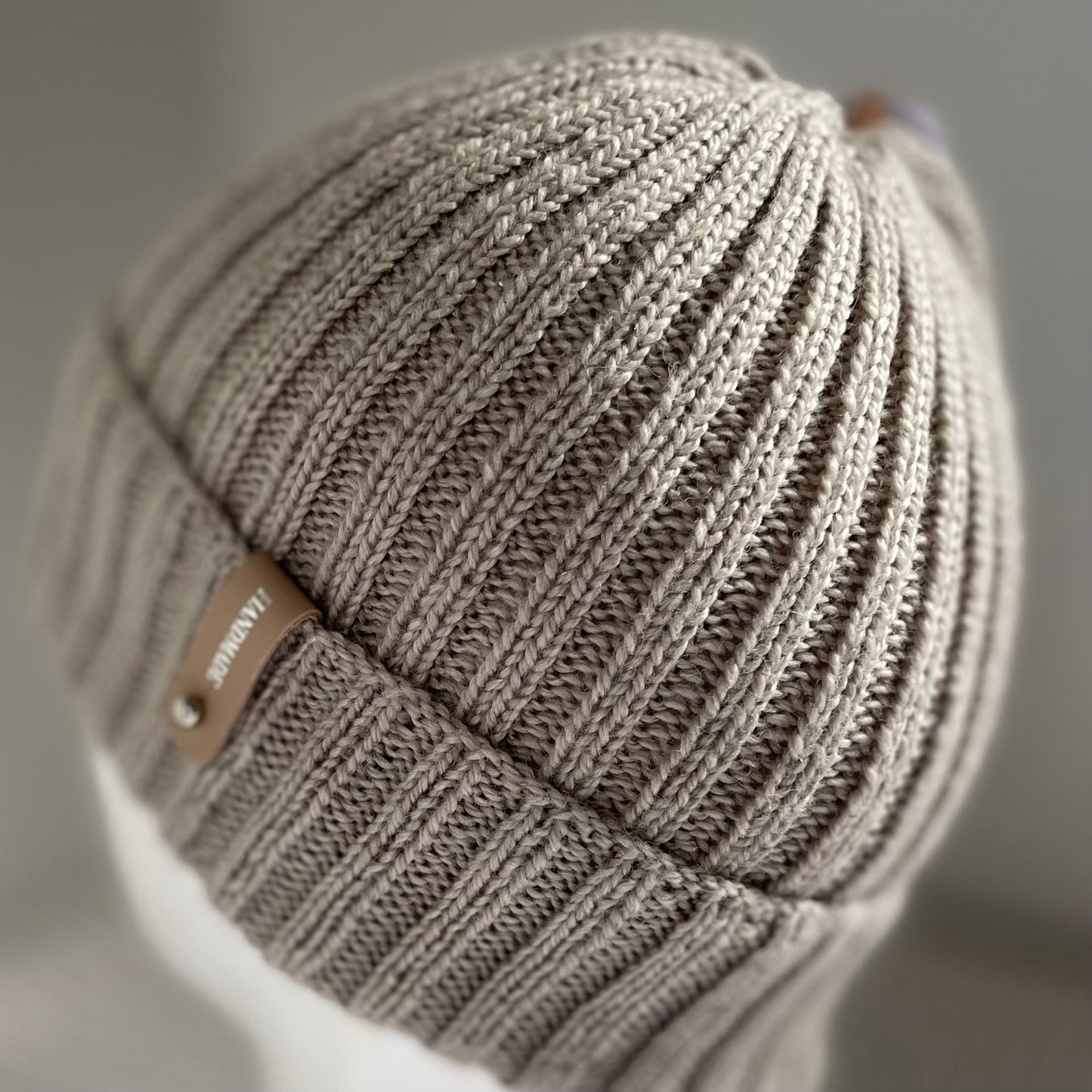 Arcadia Classic Rib Hand Knitted Beanie - Oyster