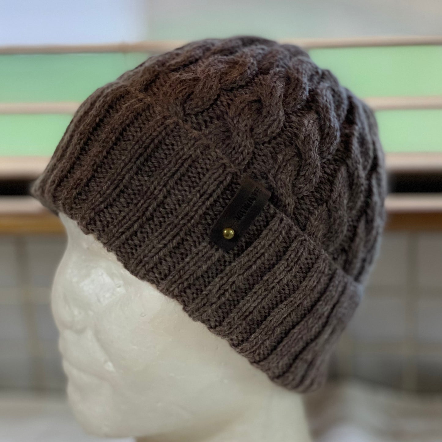 KeepSake Classic Cable Hand Knitted Beanie - Wood