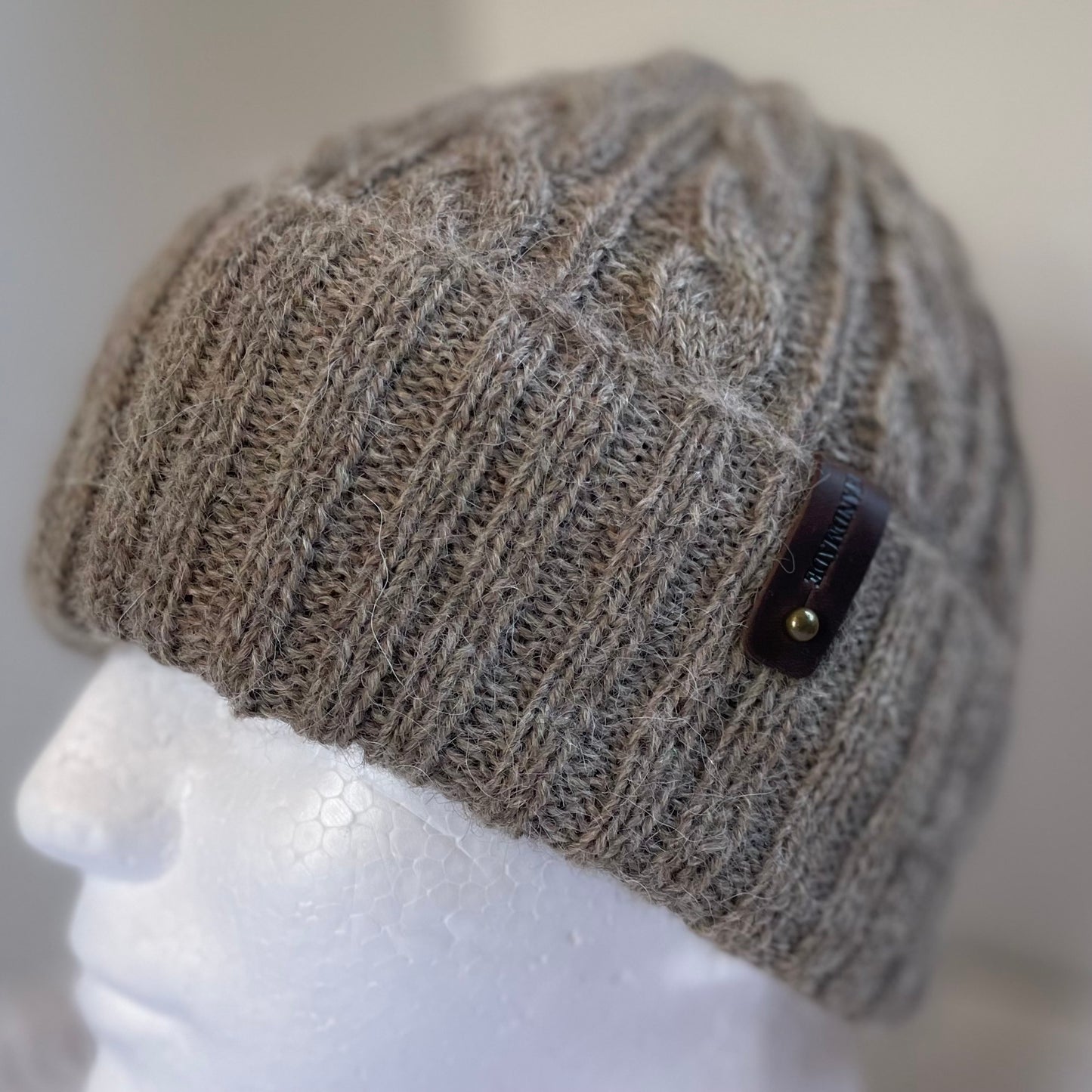 Heirloom Cable Pattern Australian Alpaca Hand Knitted Beanie - Havannah