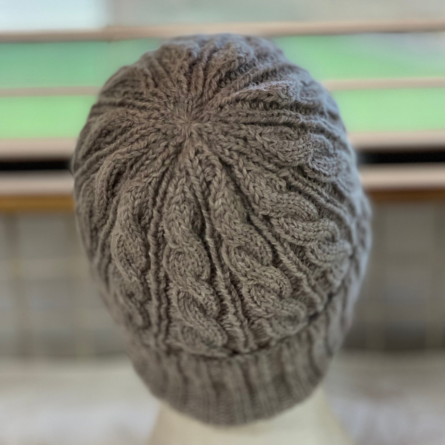 KeepSake Cable Pattern Hand Knitted Beanie - Swiss Brown