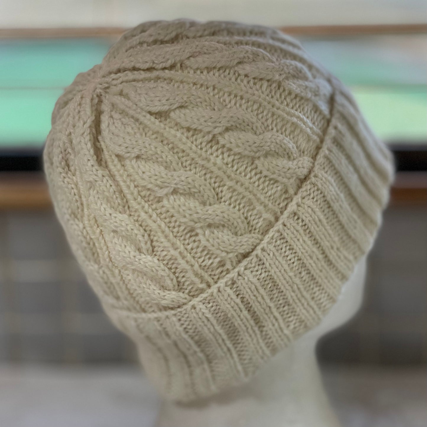 KeepSake Cable Pattern Hand Knitted Beanie - Cream