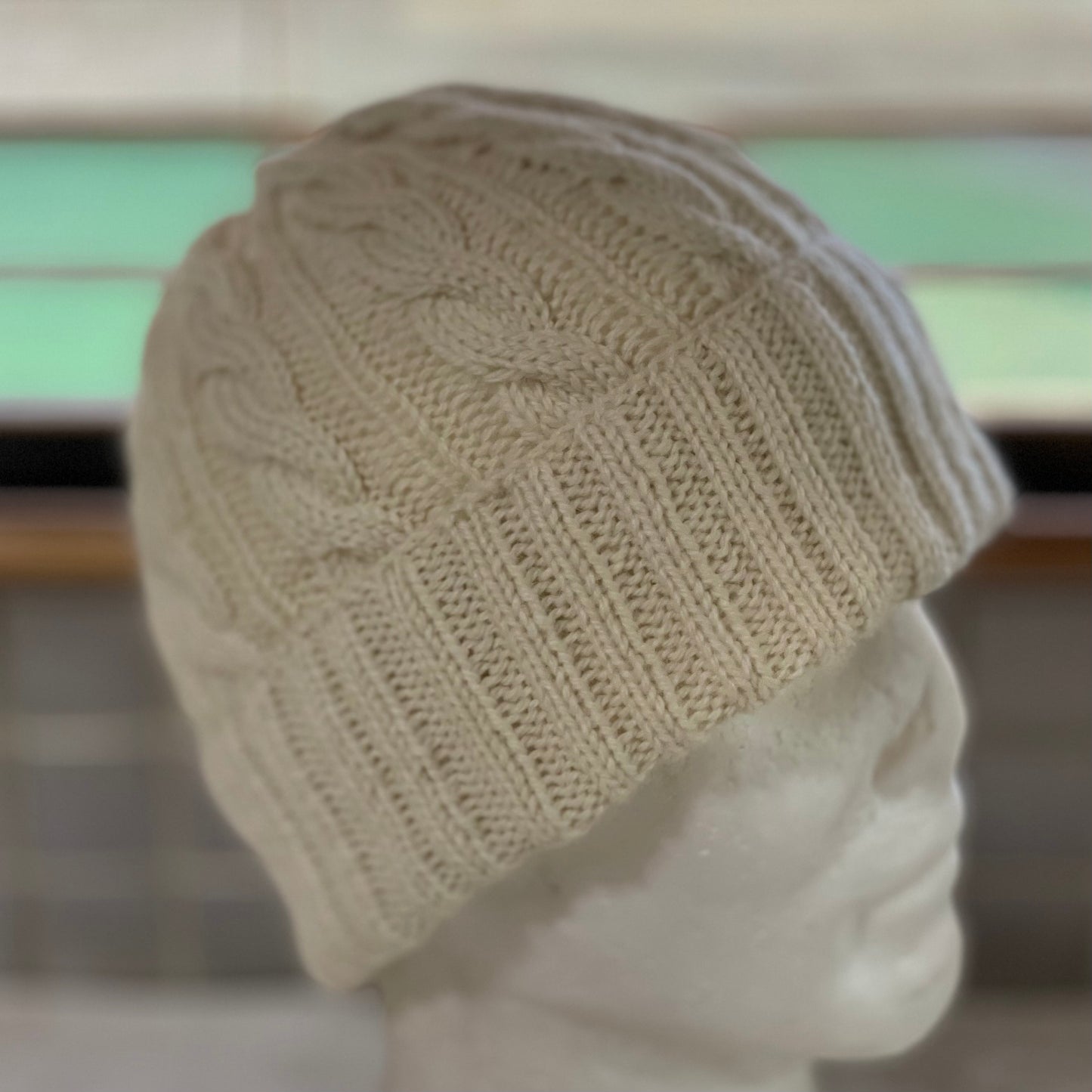 KeepSake Cable Pattern Hand Knitted Beanie - Cream