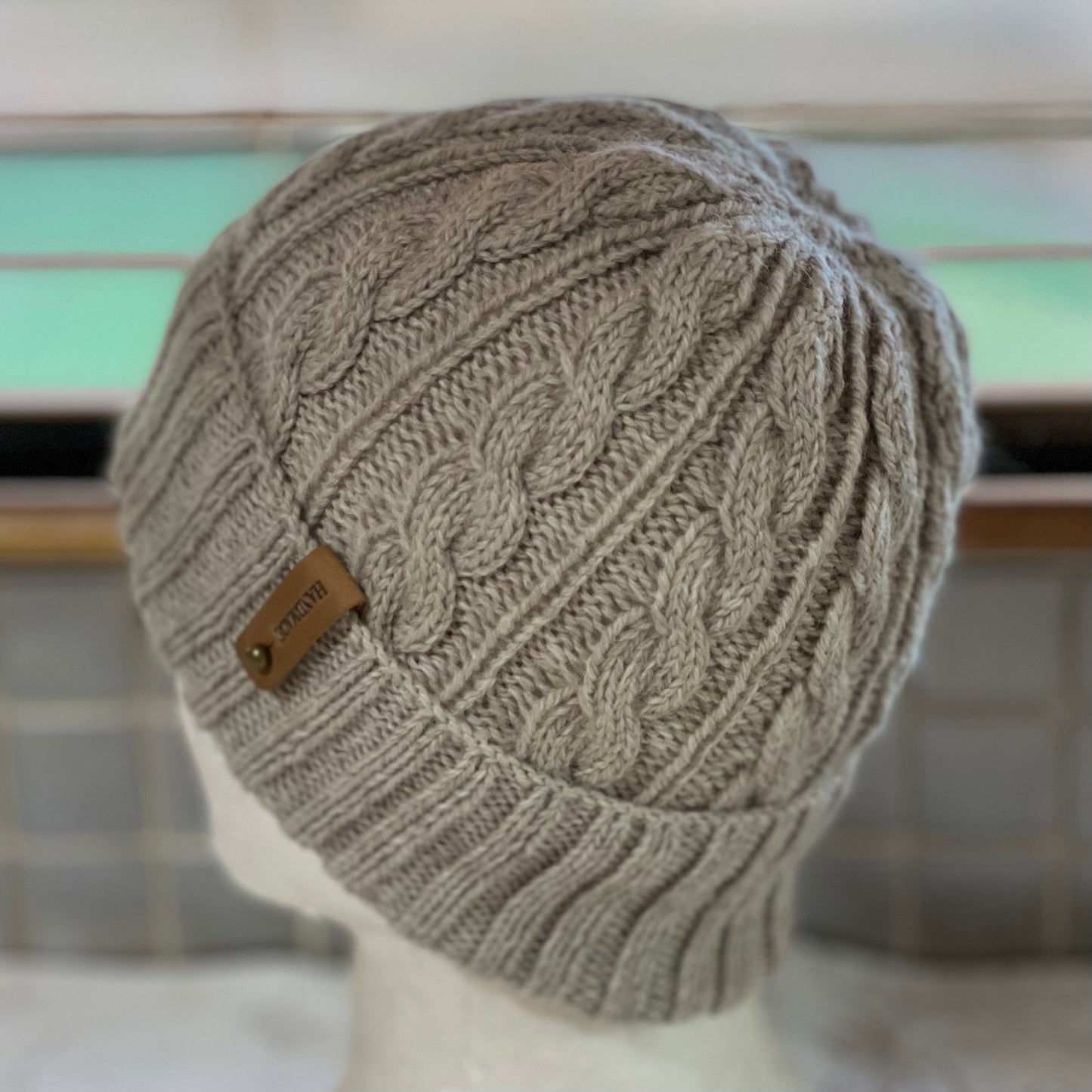 KeepSake Cable Pattern Hand Knitted Beanie - Mushroom