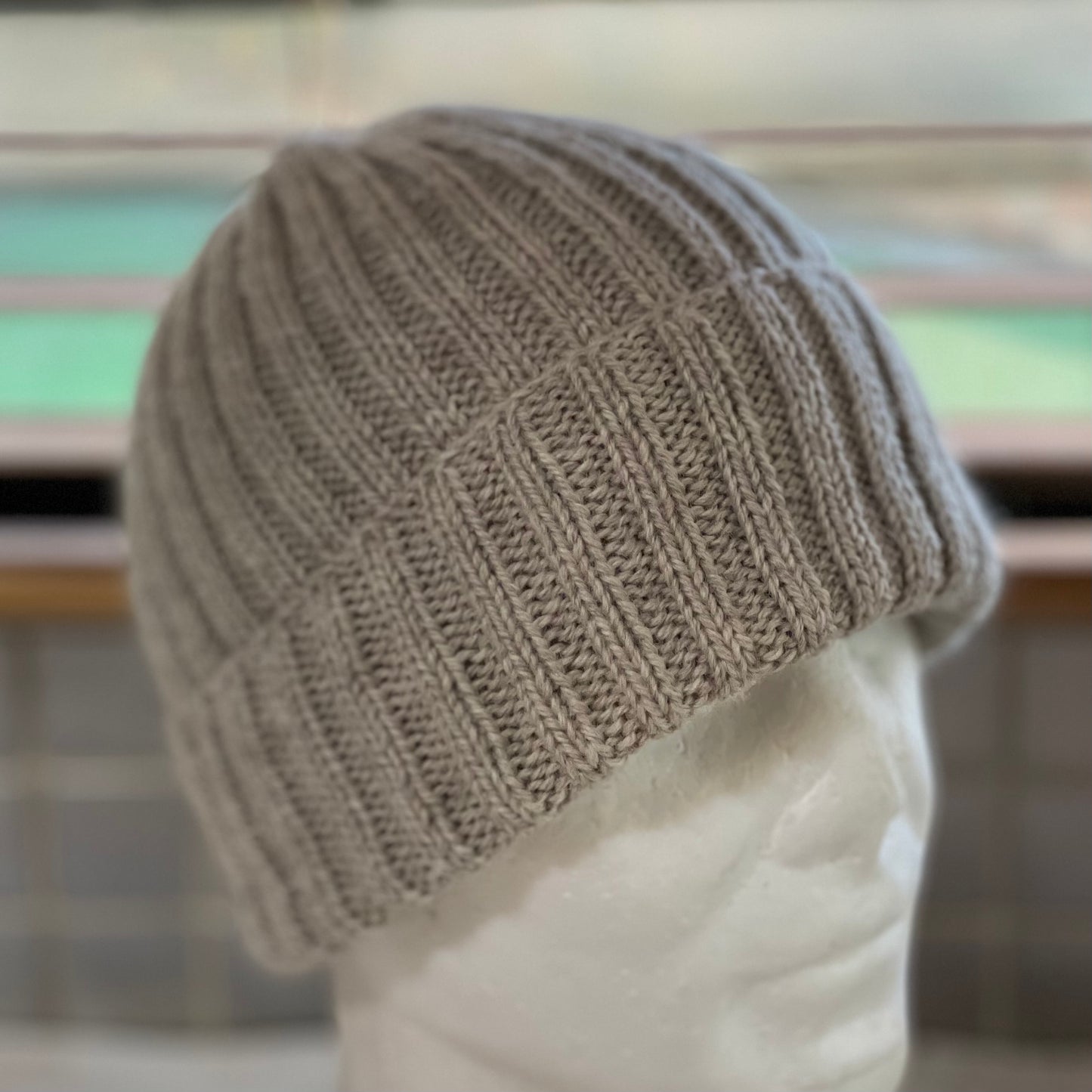 KeepSake Classic Rib Hand Knitted Beanie - Mushroom