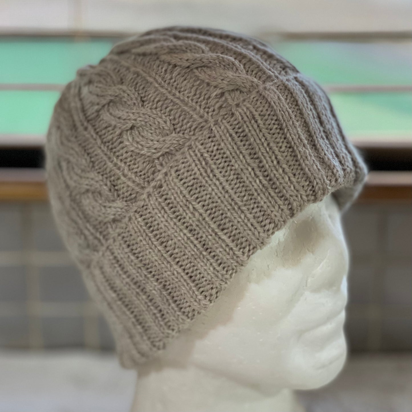 KeepSake Cable Pattern Hand Knitted Beanie - Mushroom