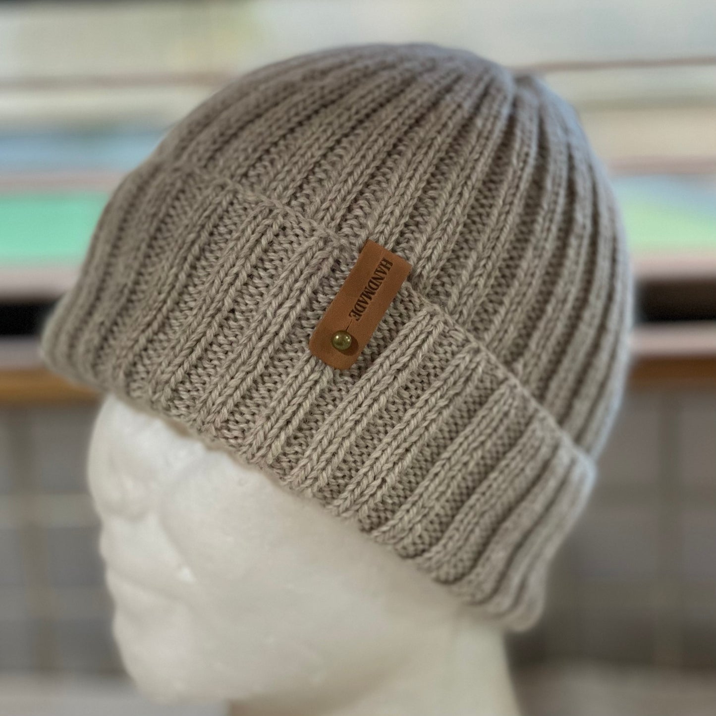 KeepSake Classic Rib Hand Knitted Beanie - Mushroom