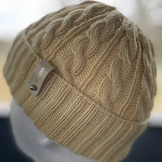 Essence Merino Cable Pattern Toddler/Preschool Size Beanie - Lemon