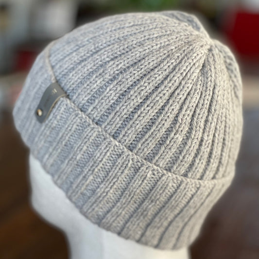 Dreamtime Classic Rib Australian Merino Hand knitted Beanie - Silver