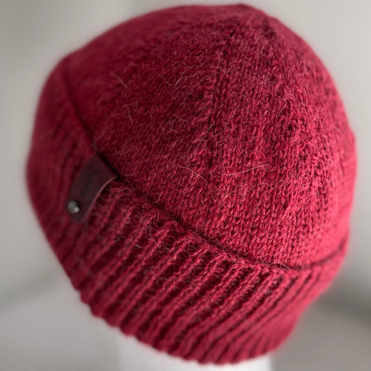 Heirloom Classic Knit Australian Alpaca Hand Knitted Beanie - Blood