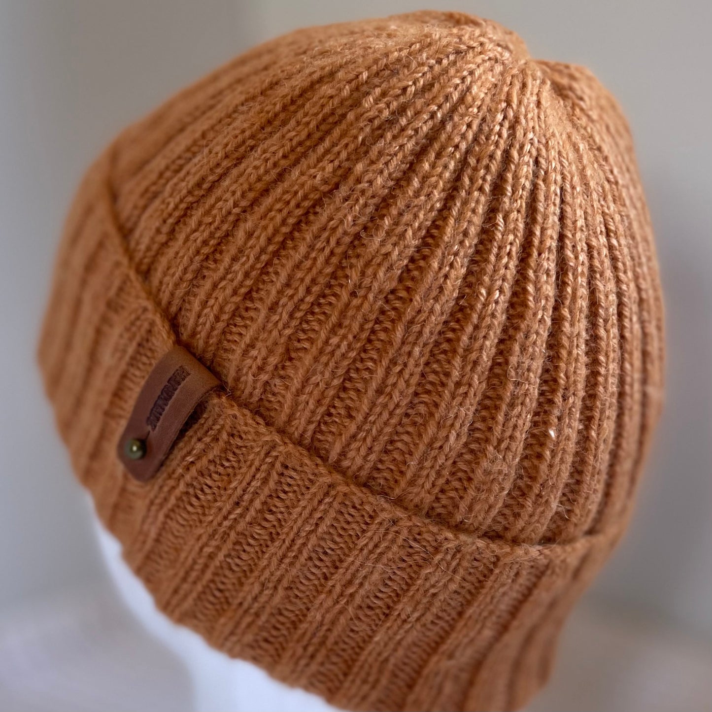 Cosy Comfort Classic Rib Hand Knitted Beanie - Tamarind