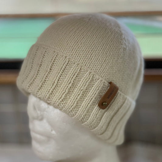 KeepSake Classic Knit Handmade Beanie - Cream