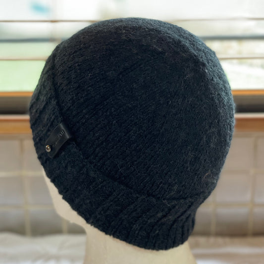 Sky Classic Knit Alpaca Merino Blend Hand Knitted Beanie - Black