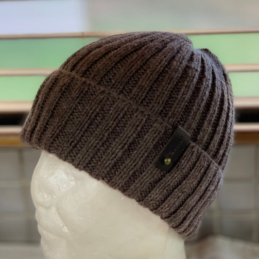 KeepSake Classic Rib Hand Knitted Beanie - Wood
