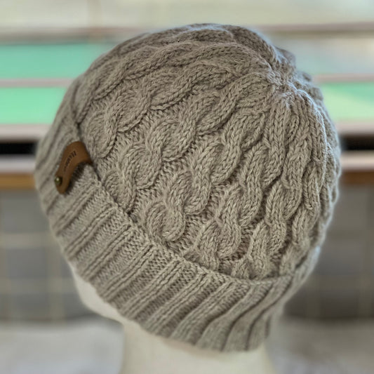 KeepSake Classic Cable Hand Knitted Beanie - Mushroom